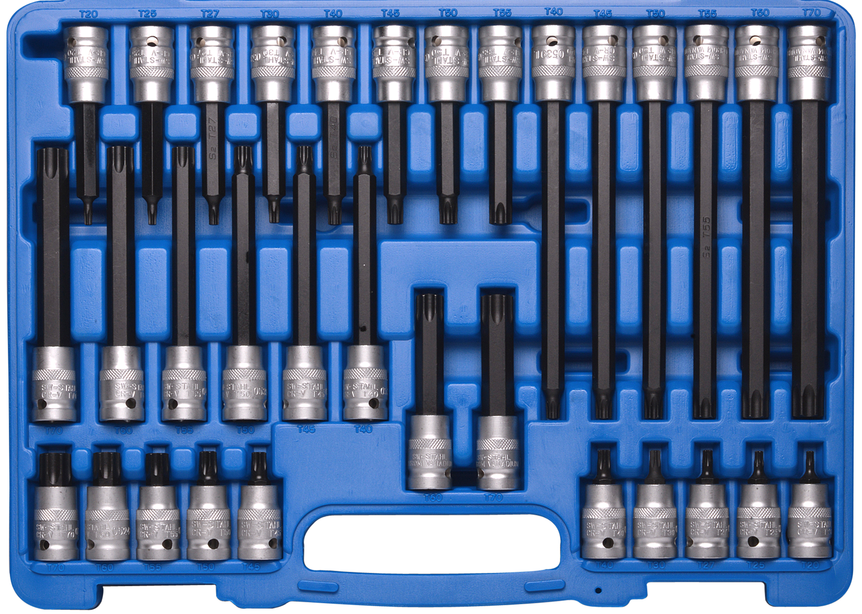 SW-STAHL 04423L Schraubendreheinsätze, 1/2, T-Profil, T20-T70, 32-teilig