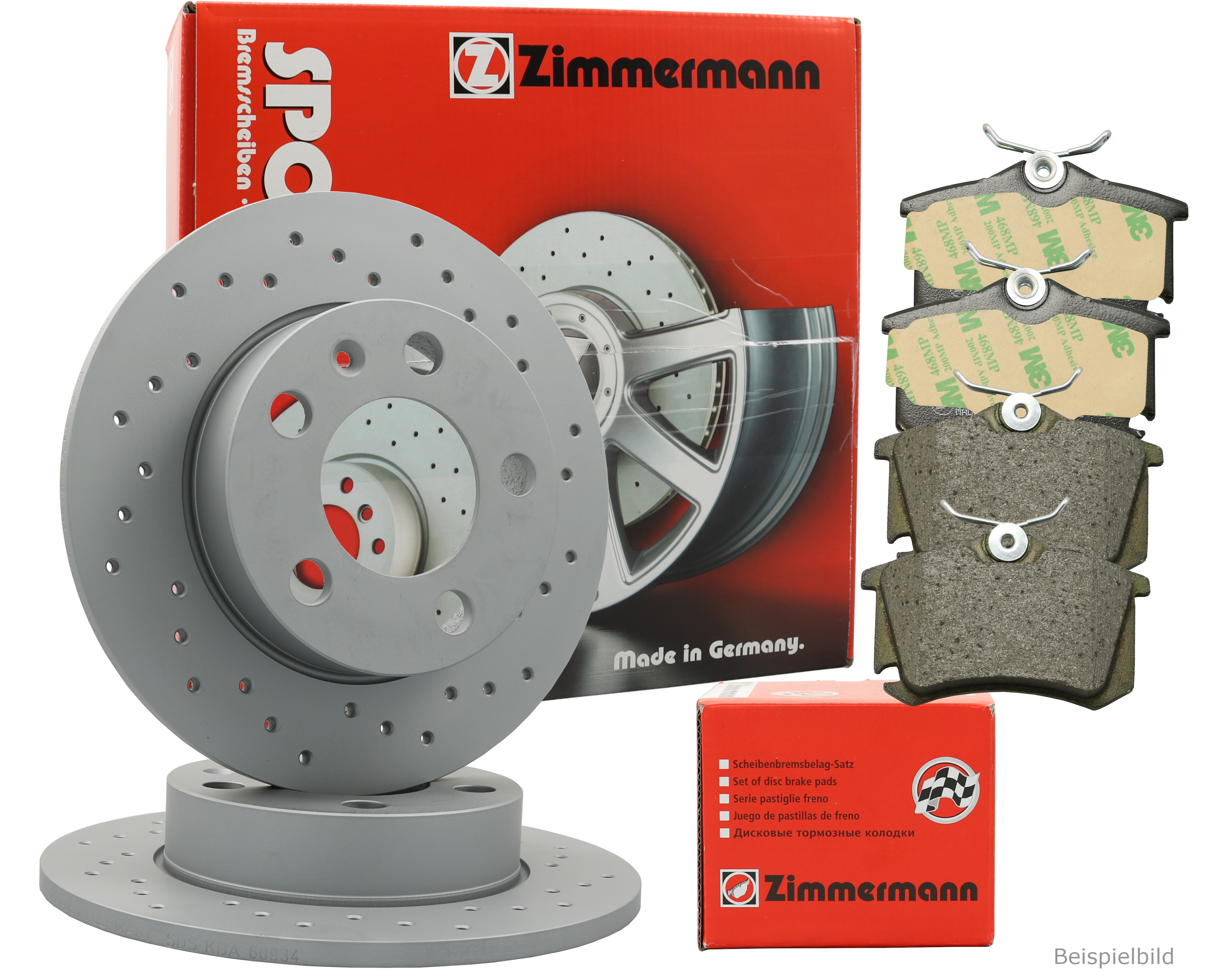 ZIMMERMANN Bremsenset Sport Bremsscheiben + Bremsbeläge hinten VW GOLF VII CADDY