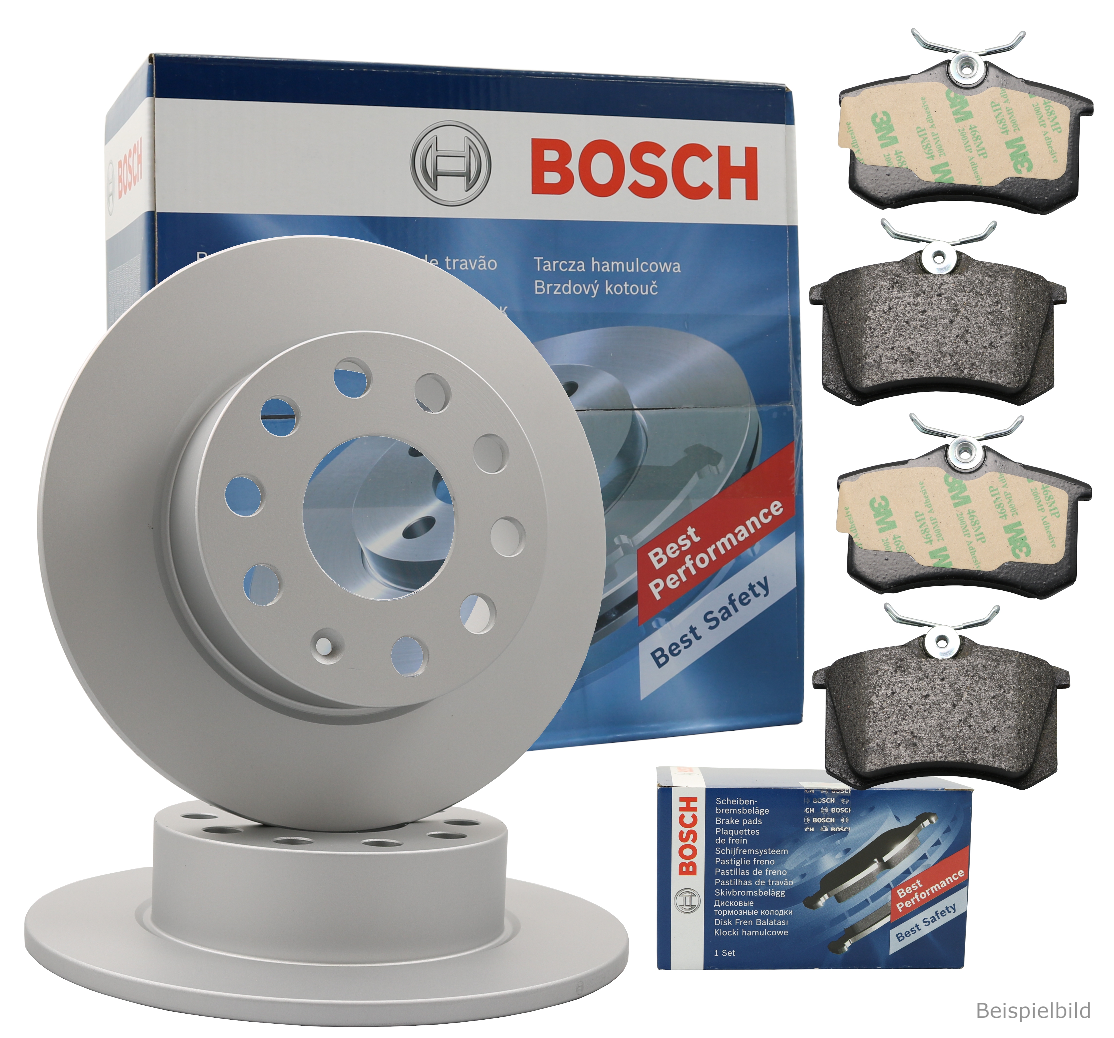 Bosch Bremsenset hinten Bremsscheiben + Bremsbeläge VW GOLF IV