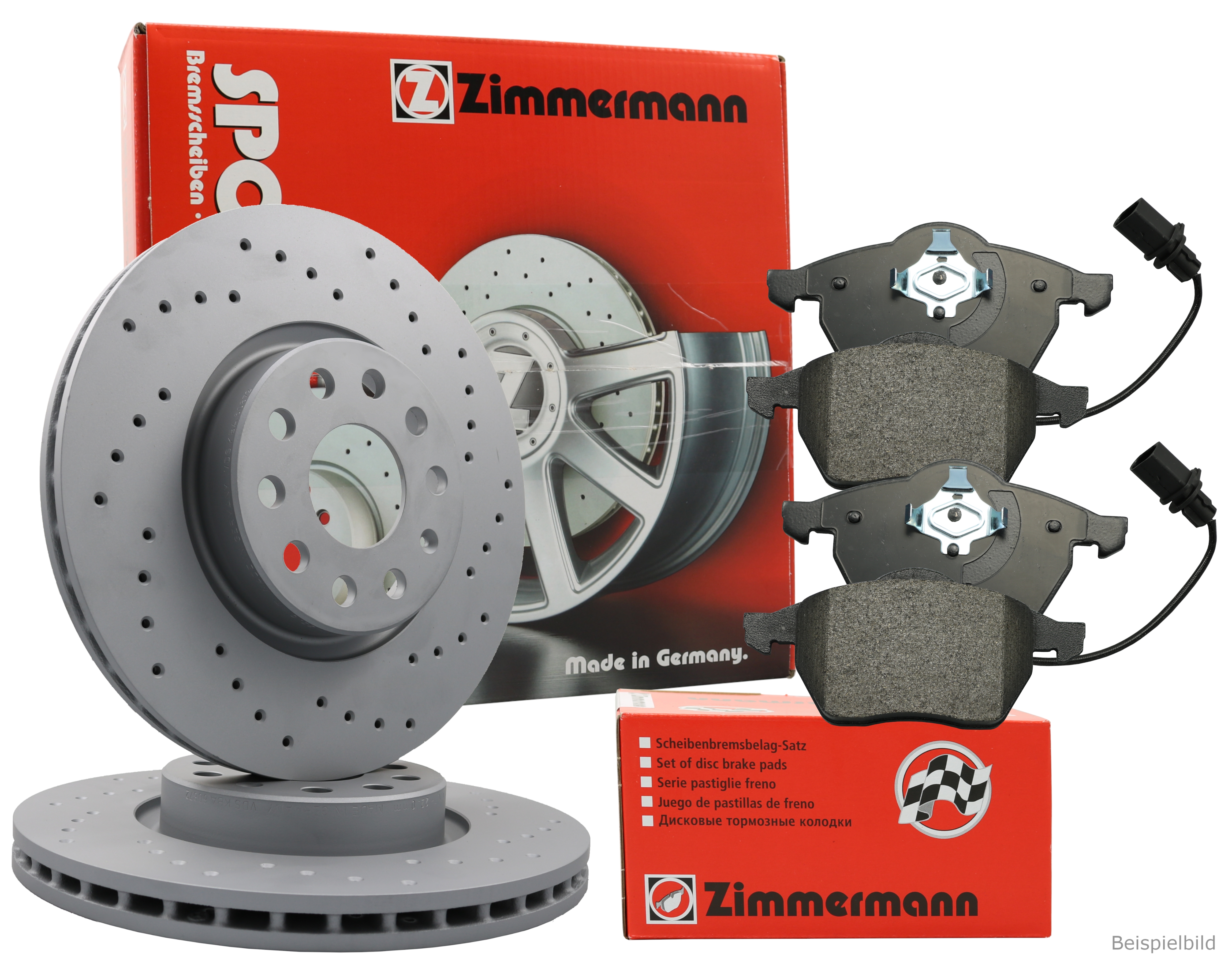 ZIMMERMANN Bremsenset Sport Bremsscheiben + Bremsbeläge vorne VW GOLF VII TOURAN