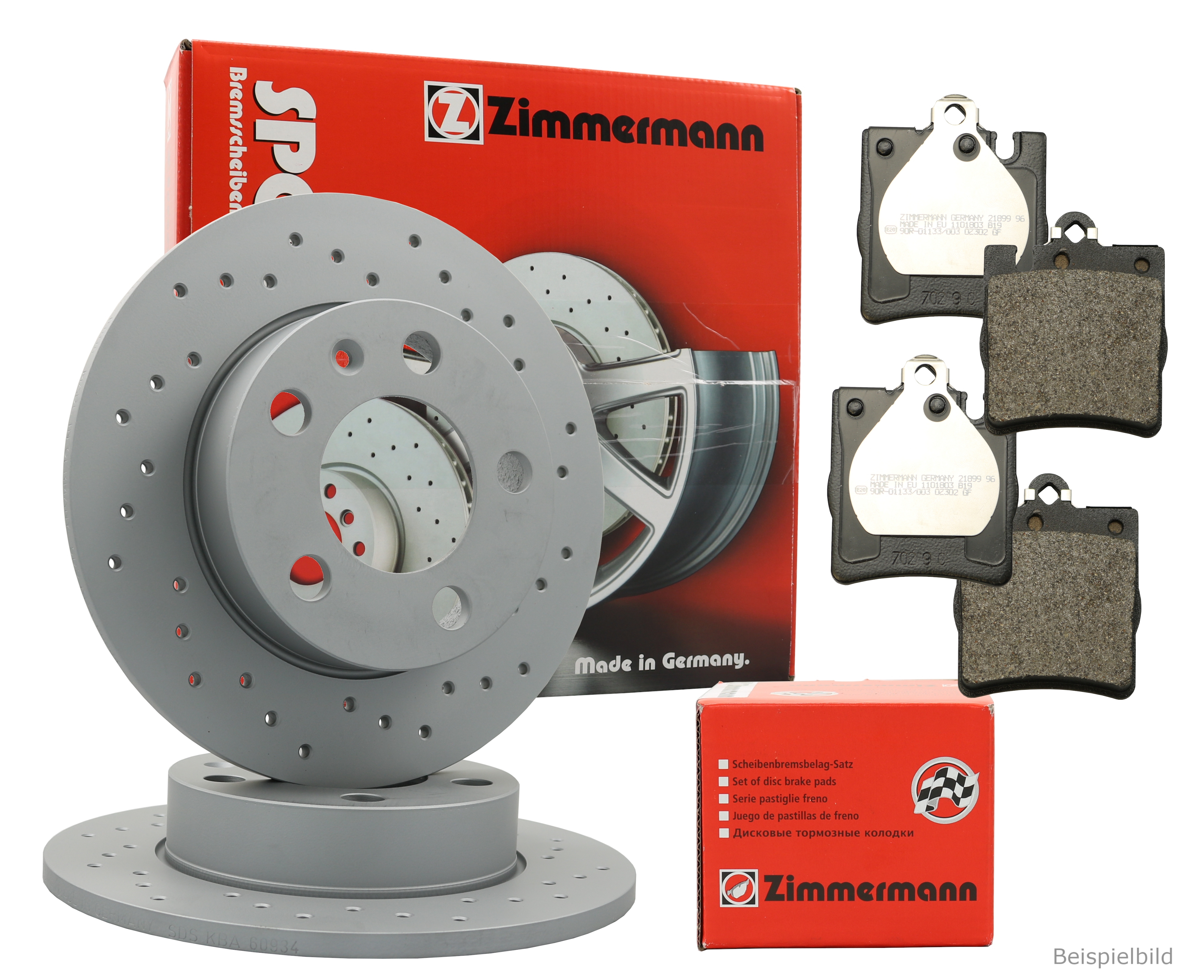 Zimmermann Bremsenset HA Sport Bremsscheiben + Bremsbeläge Mercedes W202-W210