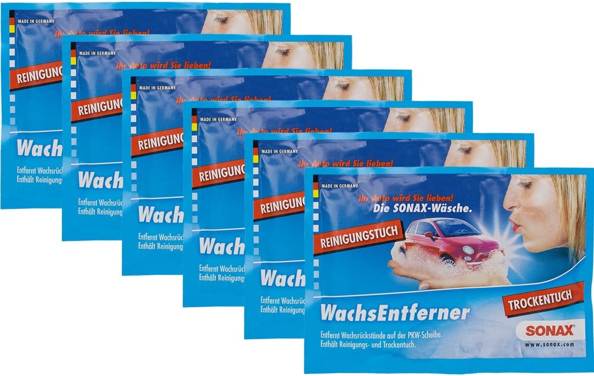 SONAX 04181000 Wachsentferner Tücher Trockentuch + Feuchttuch 1x9ml