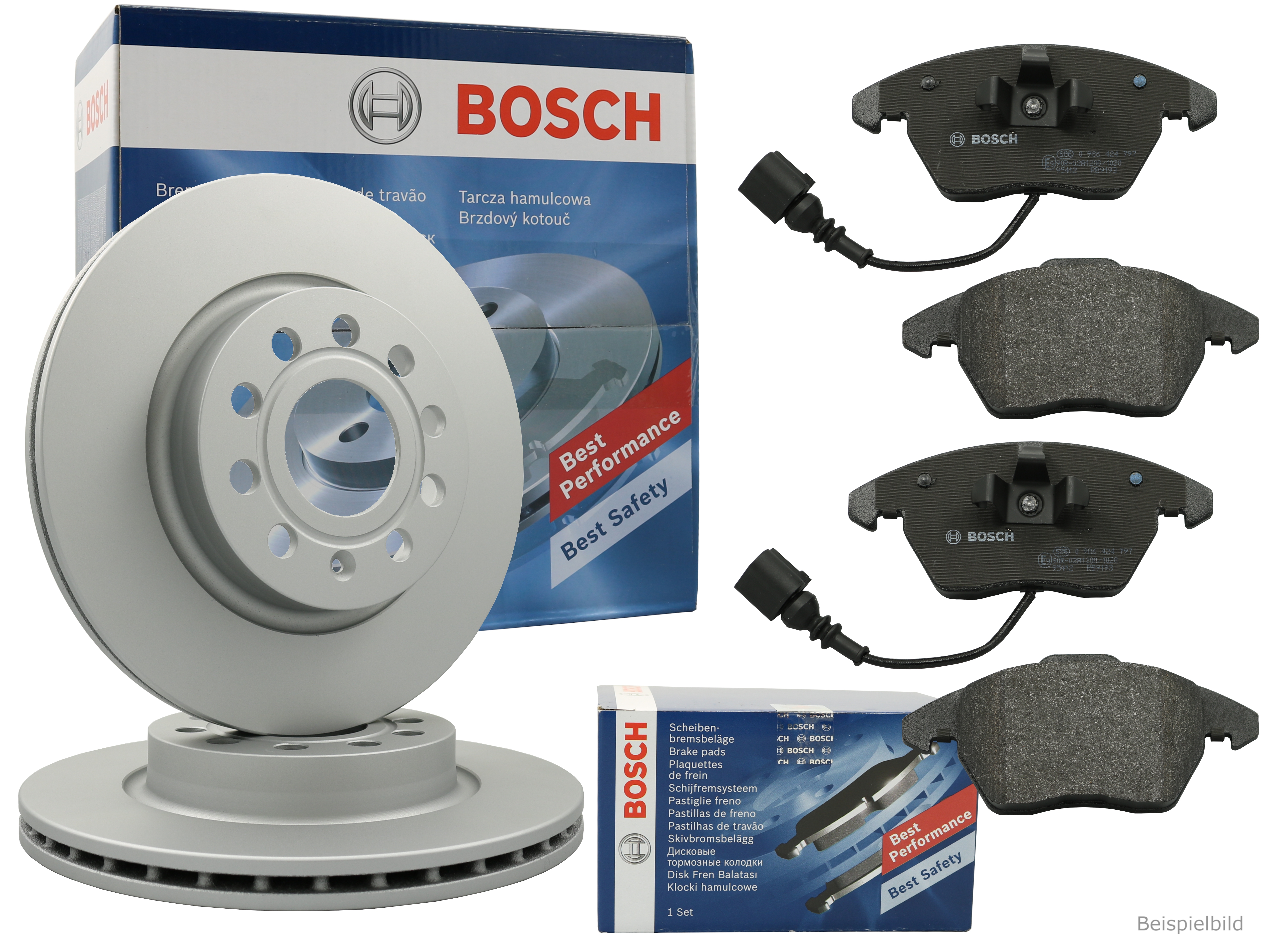 BOSCH Bremsenset Bremsscheiben + Bremsbeläge vorne PEUGEOT 207 CC CITROËN C4 II