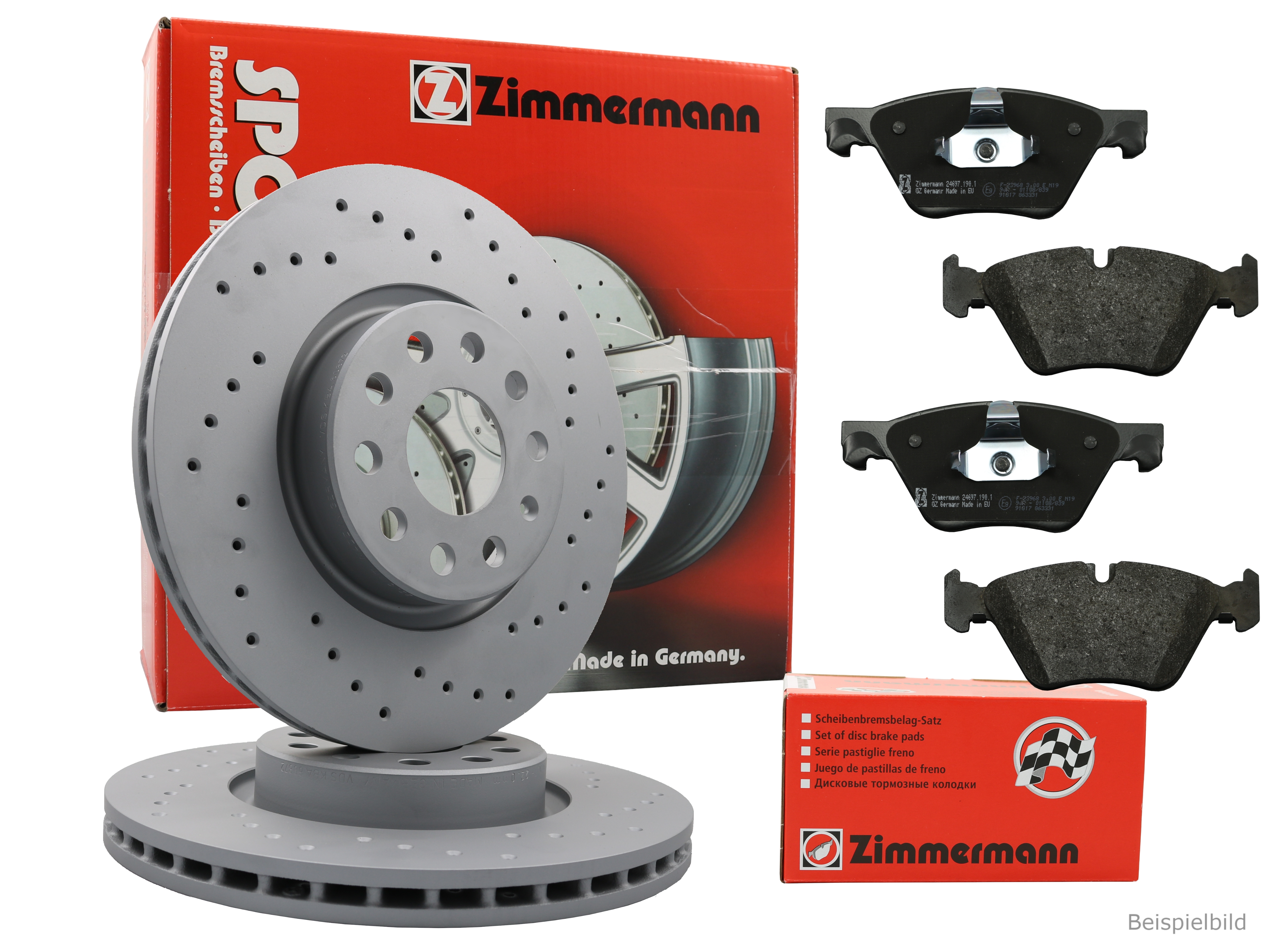 Zimmermann Bremsenset vorne Sport Bremsscheiben + Bremsbeläge BMW E60 E63 E64