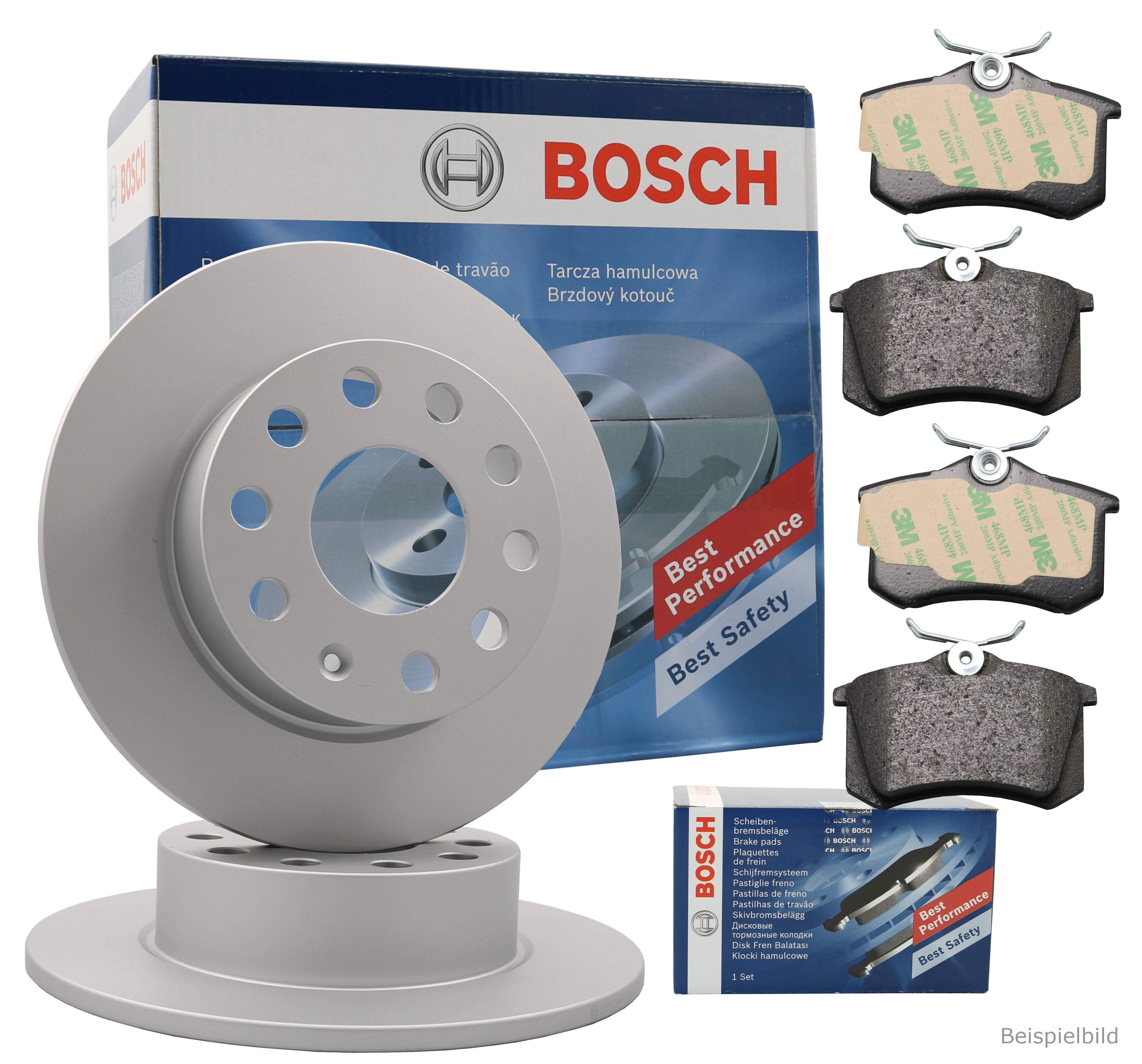 Bosch Bremsenset hinten Bremsscheiben + Bremsbeläge VW TOURAN