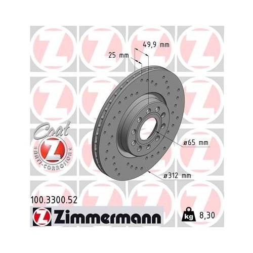 Zimmermann Bremsenset vorne Sport Bremsscheiben + Bremsbeläge Skoda Superb