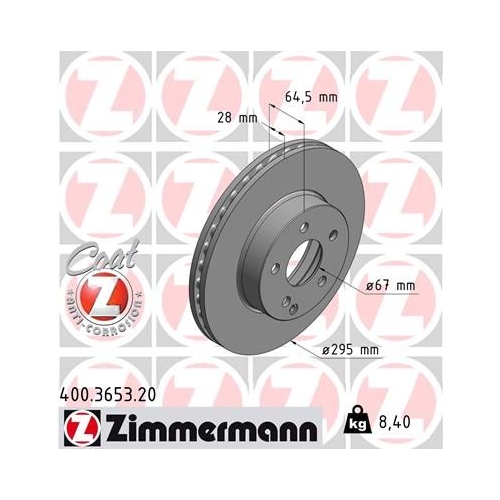 Zimmermann Bremsenset vorne Bremsscheiben + Bremsbeläge Mercedes W204 W212