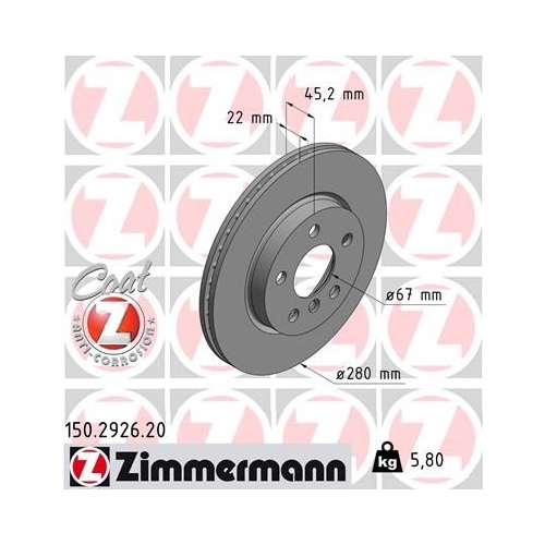 Zimmermann Bremsenset vorne Bremsscheiben + Bremsbeläge Mini F56 One/D Cooper/D