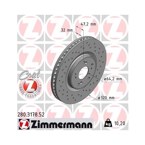 Zimmermann Bremsenset vorne Sport Bremsscheiben + Bremsbeläge Honda Accord VIII