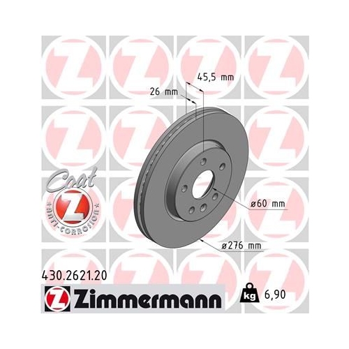 Bremsscheibe ZIMMERMANN 430.2621.20 COAT Z für OPEL GENERAL MOTORS BUICK (SGM)