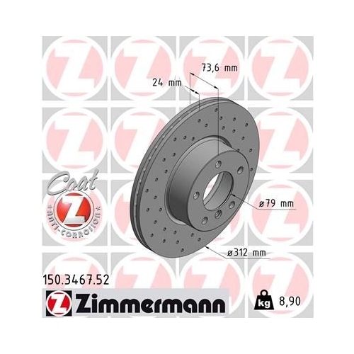 Zimmermann Bremsenset vorne Sport Bremsscheiben + Bremsbeläge BMW 3er