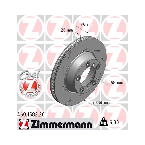 Bremsscheibe ZIMMERMANN 460.1582.20 COAT Z für PORSCHE, Hinterachse links