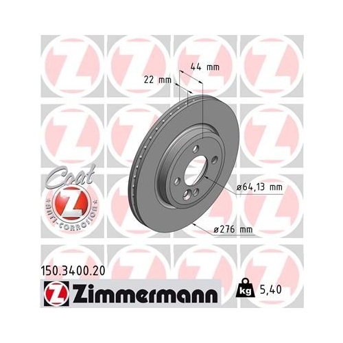 Zimmermann Bremsenset vorne + hinten Scheiben + Beläge Mini R50 R53 Cabrio R52