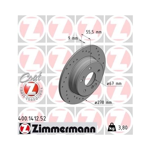 Zimmermann Bremsenset HA Sport Bremsscheiben + Bremsbeläge Mercedes W202-W210