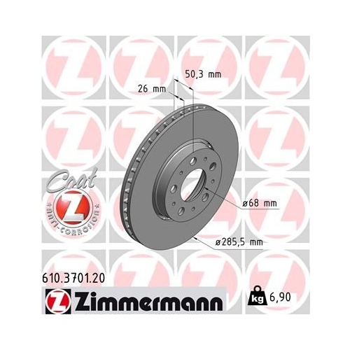 Zimmermann Bremsenset vorne + hinten Scheiben + Beläge VOLVO S60 I S80 I V70 II