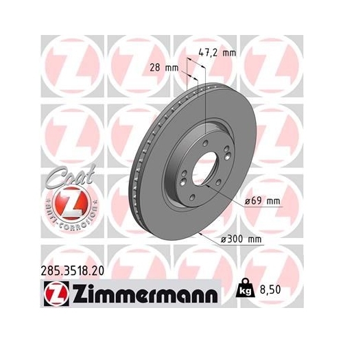 ZIMMERMANN Bremsenset Bremsscheiben + Bremsbeläge vorne HYUNDAI i40 CW