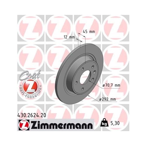 Zimmermann Bremsenset hinten OPEL AMPERA ASTRA J CASCADA ZAFiRA C