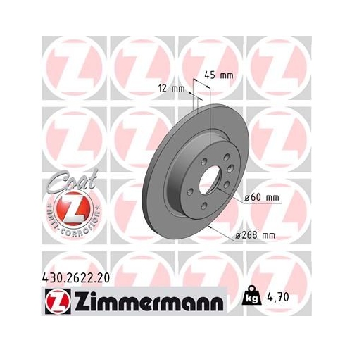 Zimmermann Bremsenset hinten Bremsscheiben + Bremsbeläge Opel Astra J 15 Zoll