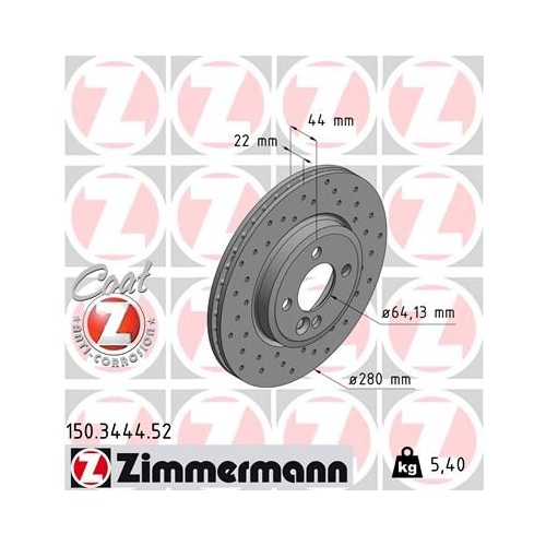 Zimmermann Bremsenset vorne Sport Bremsscheiben + Bremsbeläge Mini R56 R57 R55