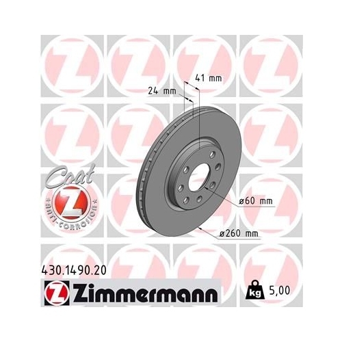 Zimmermann Bremsenset vorne + hinten Opel Corsa C 1.8 Tigra B TwinTop