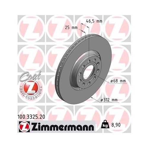 Zimmermann Bremsenset vorne + hinten Scheiben + Beläge SKODA SUPERB 3U4