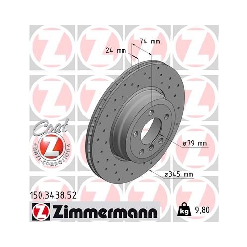 Zimmermann Bremsenset hinten Sport Bremsscheiben + Bremsbeläge BMW E65 E66 E67