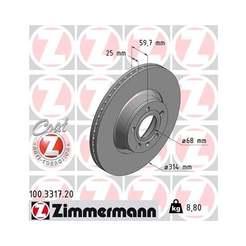 Zimmermann Bremsenset VA + HA Scheiben + Beläge AUDI A6 C6 4F Bj.2004-2011