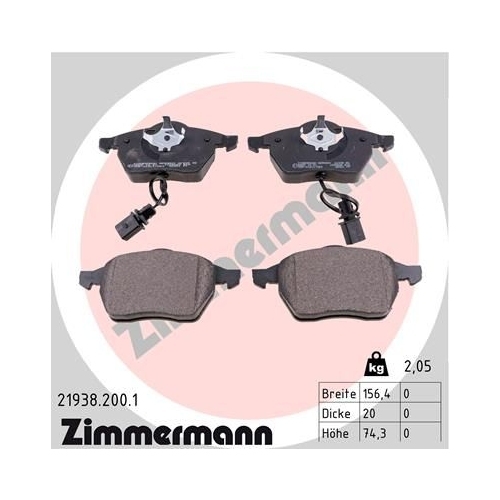 Zimmermann Bremsenset vorne Bremsscheiben + Bremsbeläge Audi Q3 Seat Alhambra