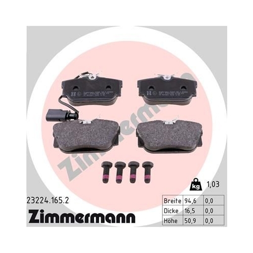 Zimmermann Bremsenset hinten Bremsscheiben + Bremsbeläge VAG