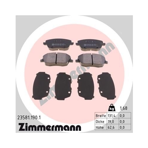 Zimmermann Bremsenset vorne + hinten Bremsscheiben + Bremsbeläge AUDI A3 8L1