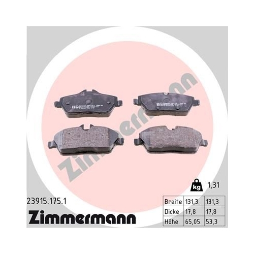 Zimmermann Bremsenset vorne + hinten Bremsscheiben + Bremsbeläge BMW 1er E81 E87