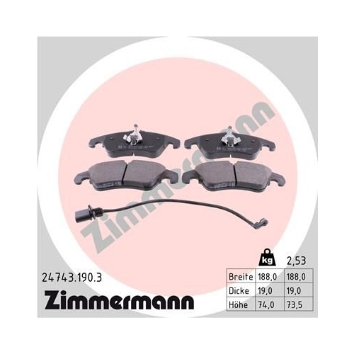 Zimmermann Bremsenset vorne Bremsscheiben + Bremsbeläge Audi A6 A7 Q5