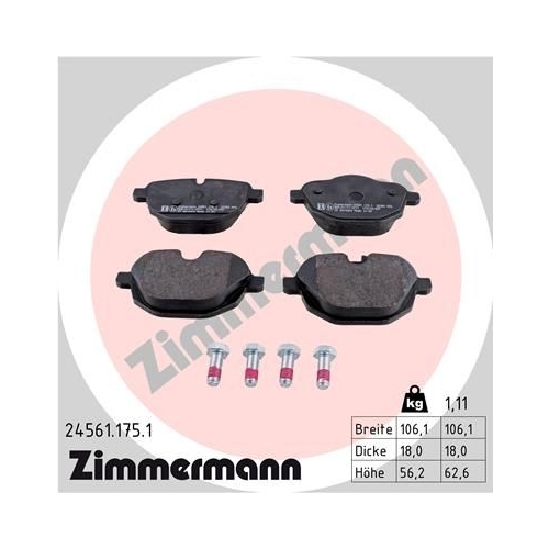 ZIMMERMANN Bremsenset Bremsscheiben + Bremsbeläge hinten BMW 5 F10 F 11 6 F13