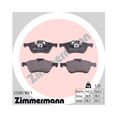 Zimmermann Bremsenset vorne + hinten Scheiben + Beläge Mini R50 R53 Cabrio