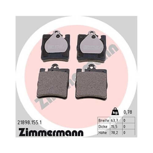 Zimmermann Bremsenset hinten Scheiben + Beläge MERCEDES W203 C209 W210 R171