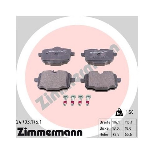 Zimmermann Bremsenset hinten Bremsscheiben + Bremsbeläge BMW F10 F18 F12 F13