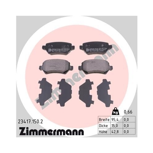 Zimmermann Bremsenset vorne + hinten Opel Astra H Zafira B 2.0 OPC