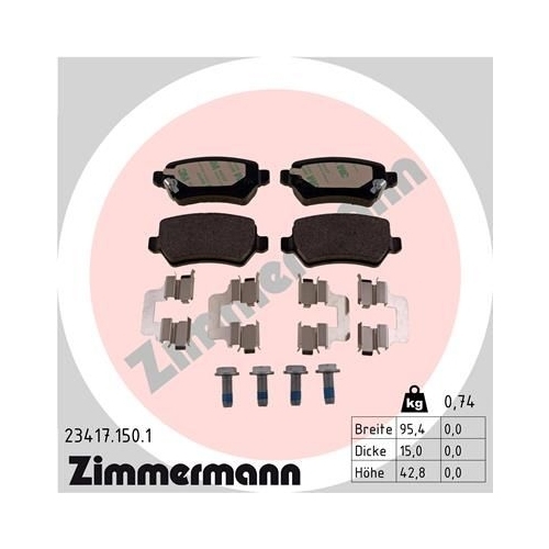 Zimmermann Bremsenset vorne + hinten Bremsscheiben + Bremsbeläge OPEL ZAFIRA B