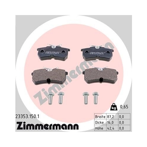 Zimmermann Bremsenset vorne + hinten Ford Fiesta 4-5 / Fusion / KA