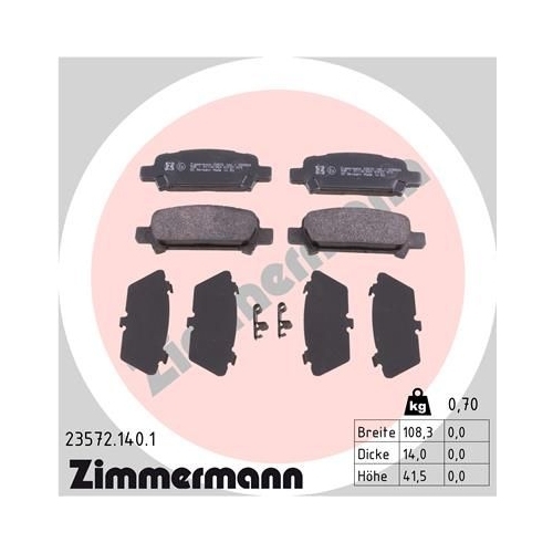 Zimmermann Bremsenset vorne + hinten Scheiben + Beläge für Subaru Forester