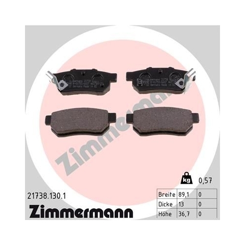 Zimmermann Bremsenset vorne + hinten Scheiben + Beläge HONDA CIVIC VI CRX III